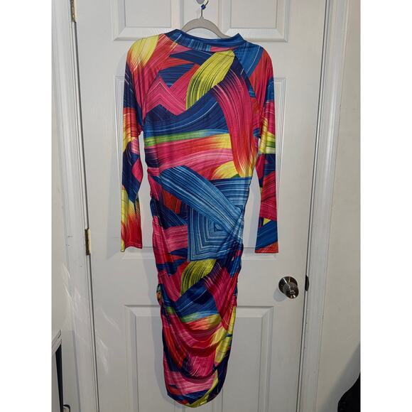 Maweii Plus Allover Print Mock Neck Bodycon Dress size XXL - Picture 2 of 6